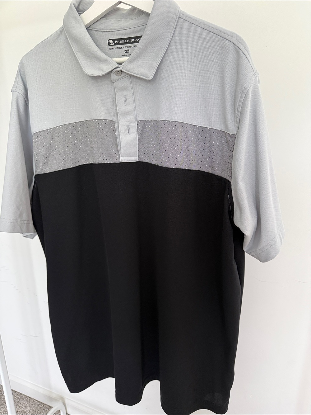 Pebble Beach Two-Tone Light Gray and Black Men’s Polo